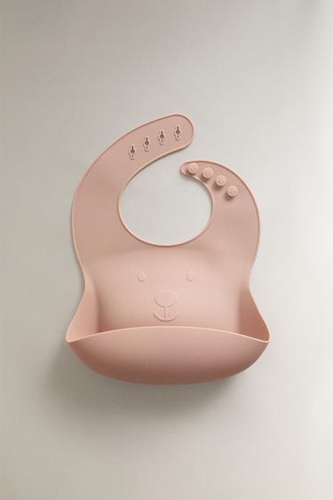 KIDS' SILICONE BEAR BIB - Pink by Zara - Image 0