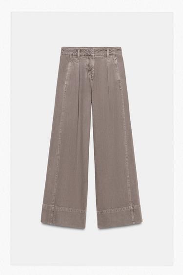 JEANS Z1975 WIDE LEG TIRO MEDIO PINZAS - Marrón vigoré de Zara