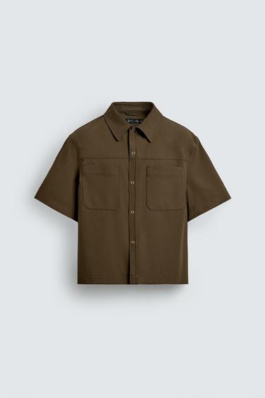 CAMISA TÉCNICA RELAXED FIT - Tabaco de Zara