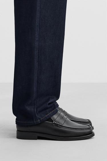 LEATHER PENNY STRAP LOAFERS - Black by Zara - Image 0