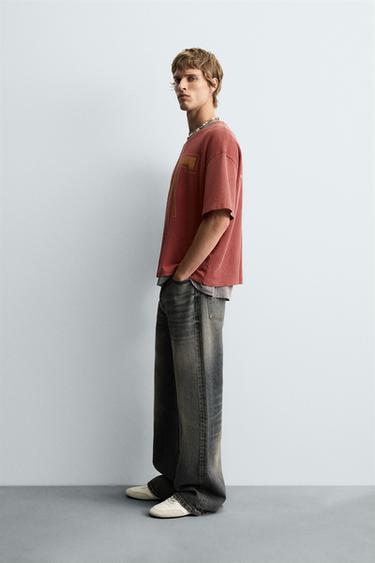 VARSITY OPEN WEAVE T-SHIRT - Red by Zara - Image 3
