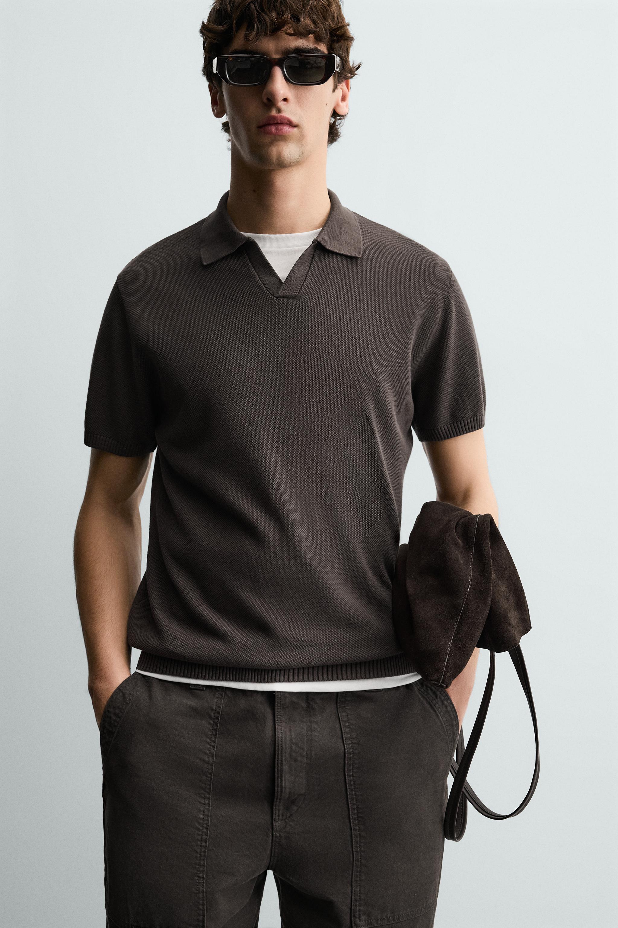 Мужские свитеры Zara REGULAR FIT TEXTURED KNIT POLO — фото 5
