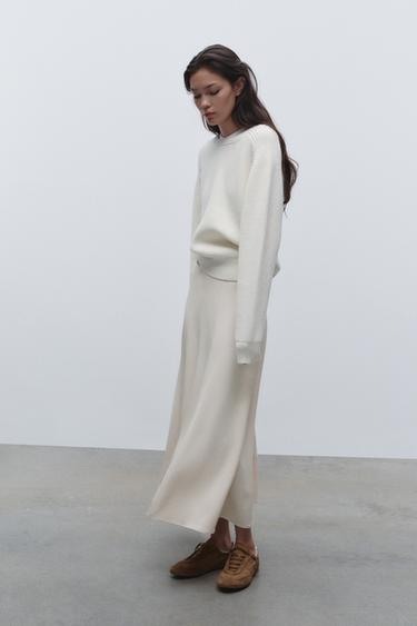 CREPE MIDI SKIRT - Ecru by Zara