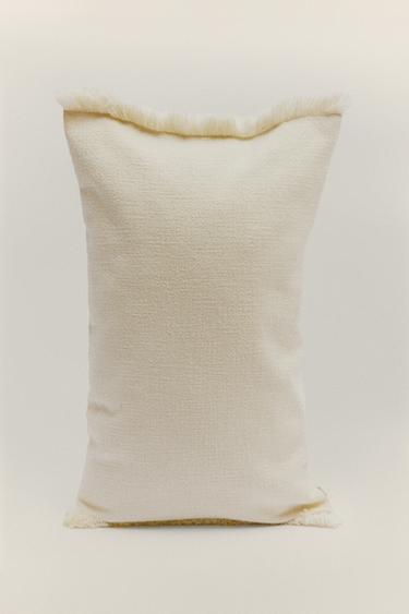 STRIPED CUSHION COVER WITH FRINGING - Ecru by Zara