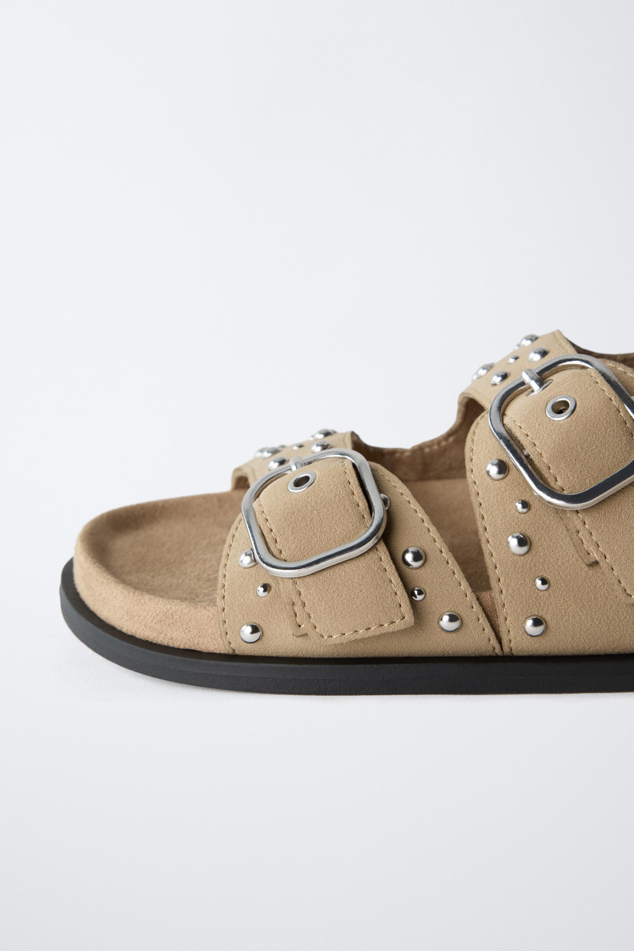 STUDDED BUCKLE SANDALS - Brown | ZARA United States