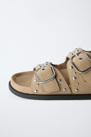 STUDDED BUCKLE SANDALS - Brown by Zara - Image 4