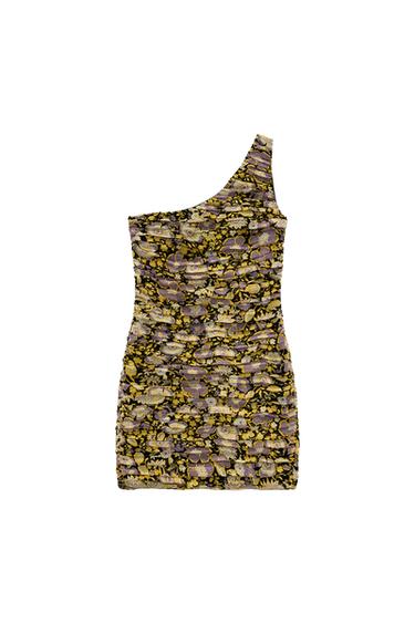 PRINTED DRAPED DRESS