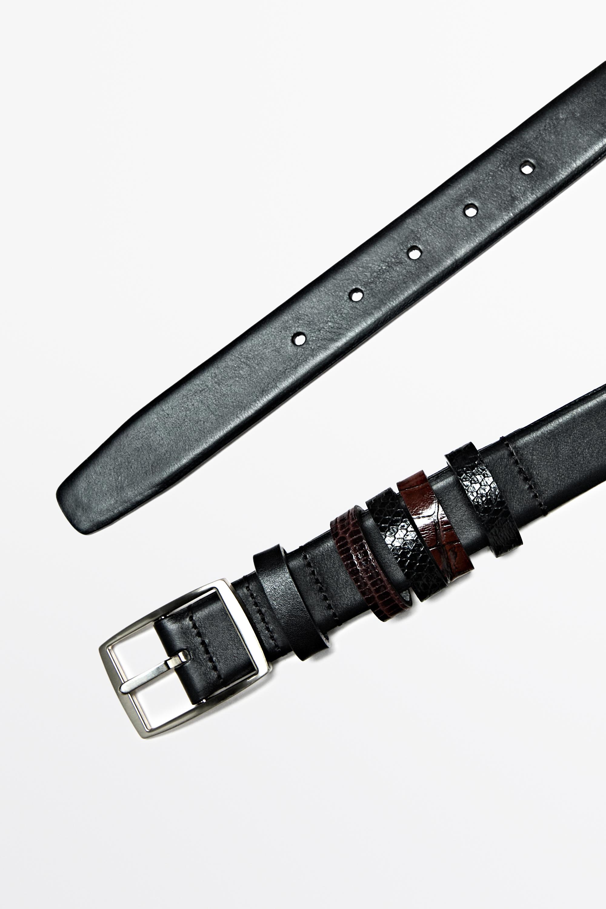 Leather belt with 5 loops - STUDIO