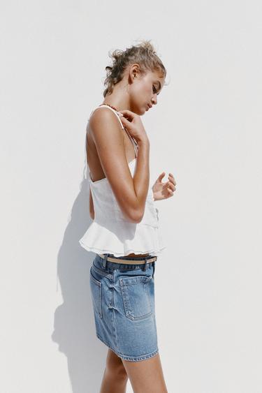 ROMANTIC TOP WITH PINTUCKS IN A LINEN BLEND - White by Zara - Image 2