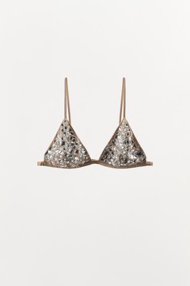 JEWEL TRIANGLE BRA - Beige by Zara