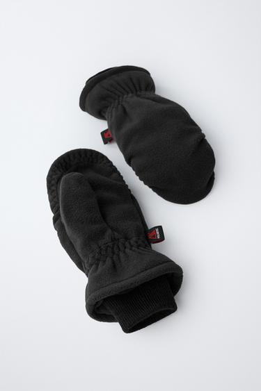 POLARTEC® FLEECE MITTENS - Black by Zara - Image 2