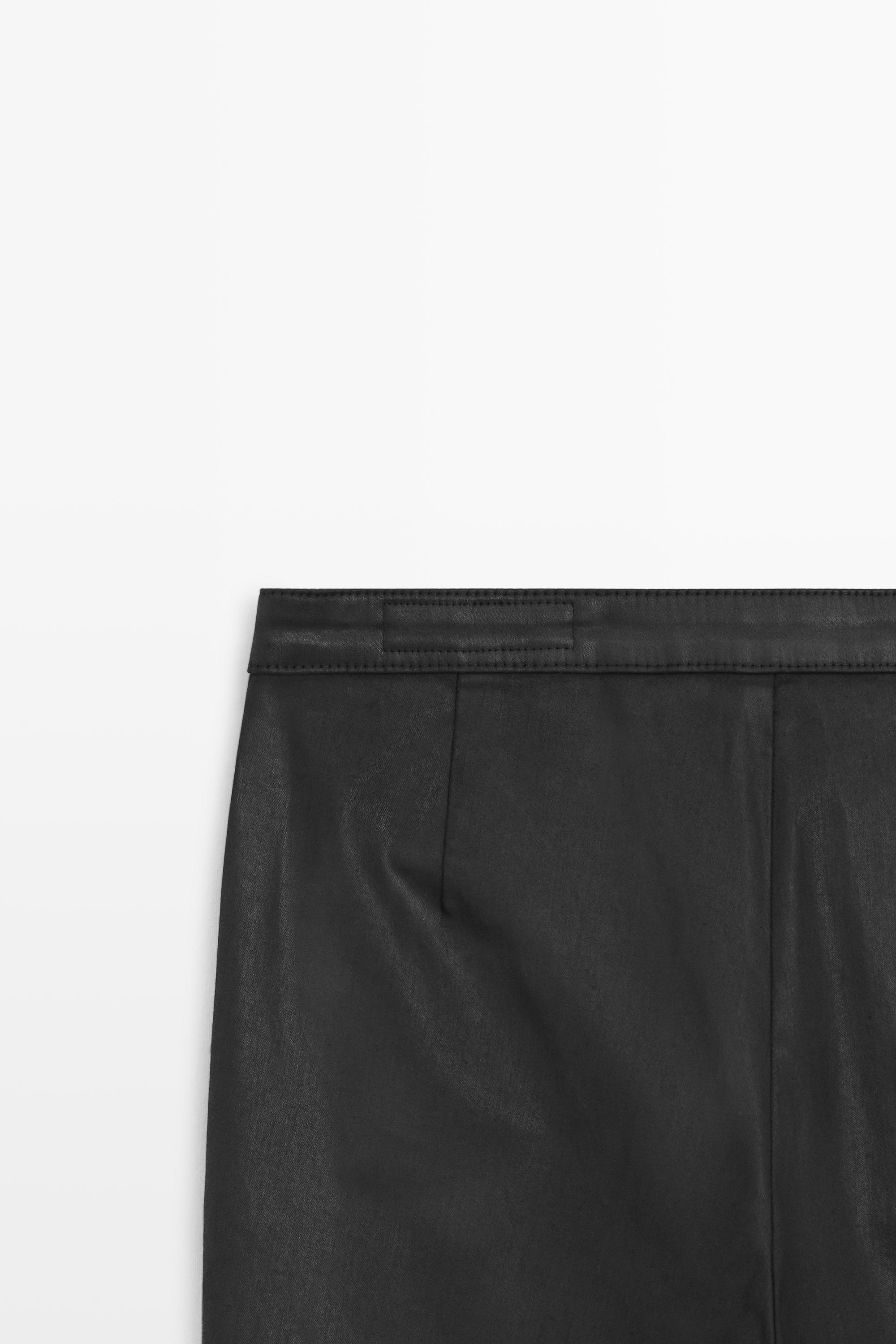 Rubberised cropped flare pants
