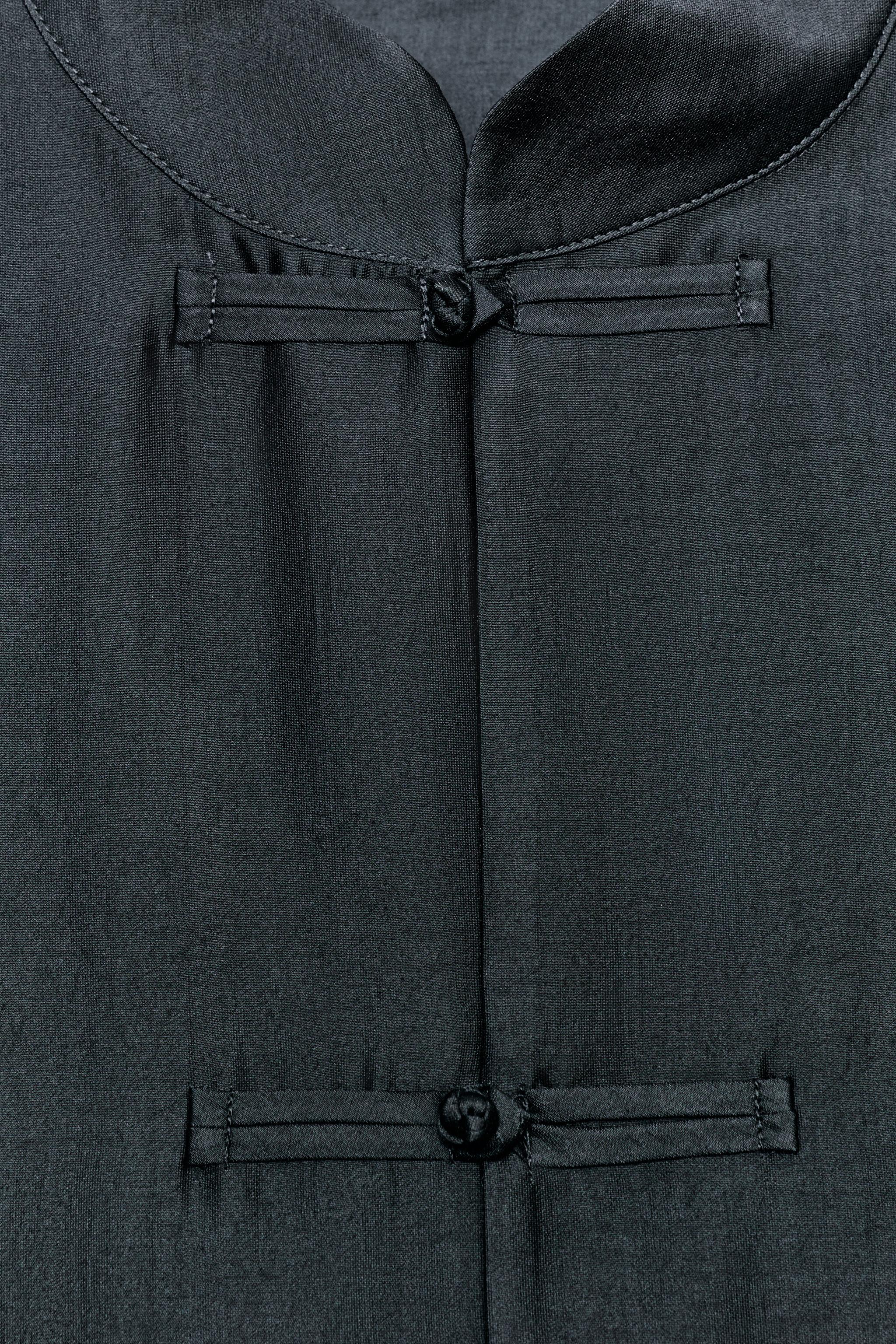 Zara ZW COLLECTION SATIN SHIRT WITH FROG FASTENING görsel 6
