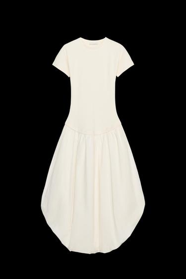 VESTIDO COMBINADO GLOBO - Crudo de Zara - Imagen 0