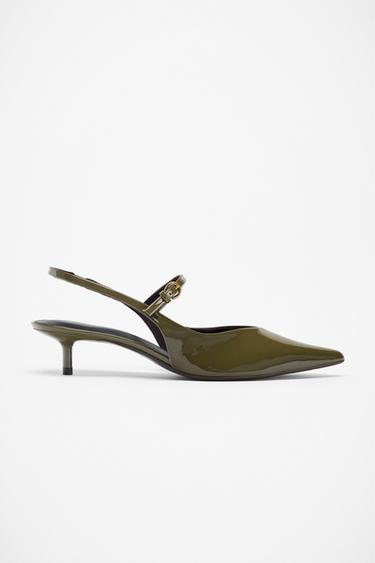 SLINGBACK SHOES WITH STRAP - Khaki Green by Zara