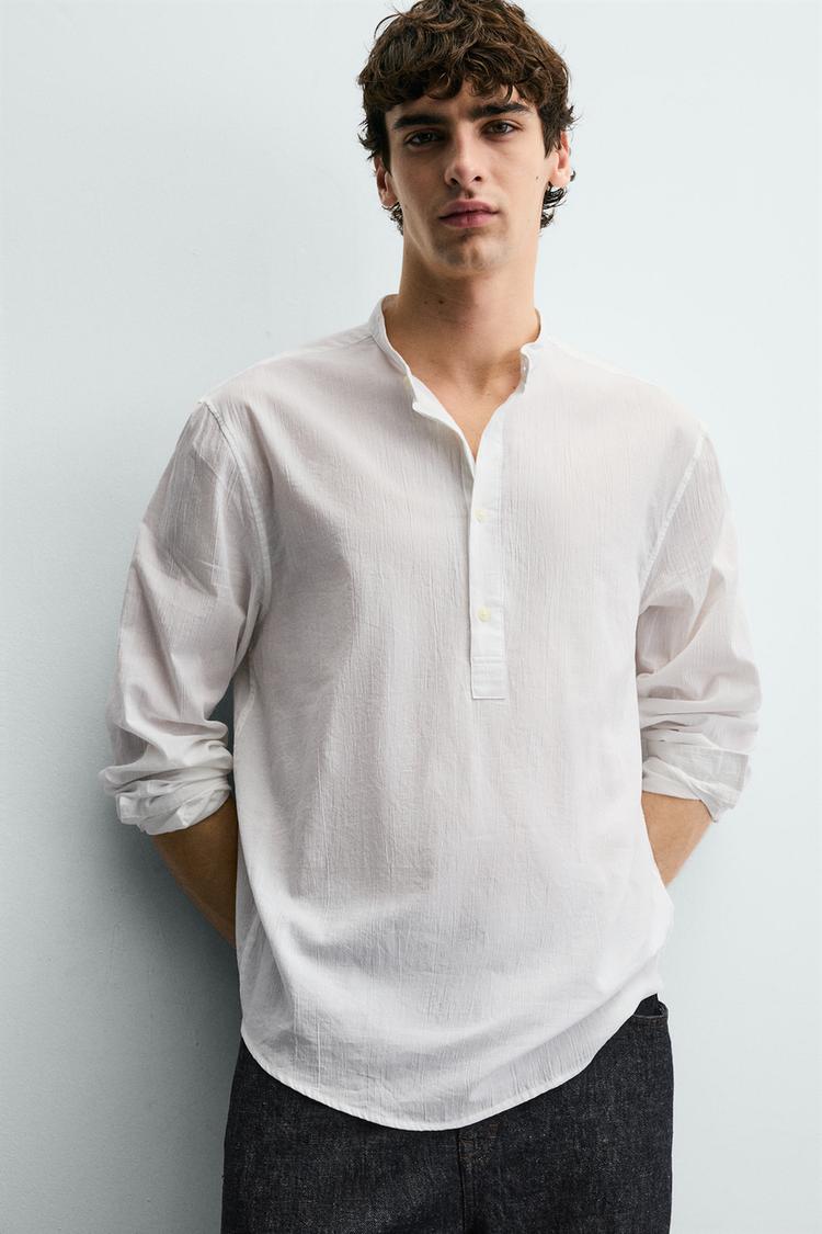 ZARA CREASED-EFFECT POLO SHIRT