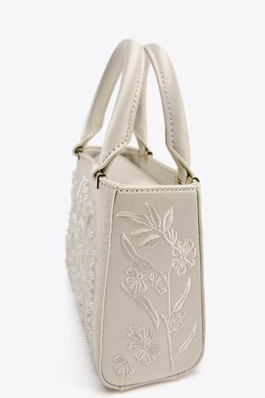 SATIN-EFFECT PEARL HANDBAG - Ecru by Zara - Image 3