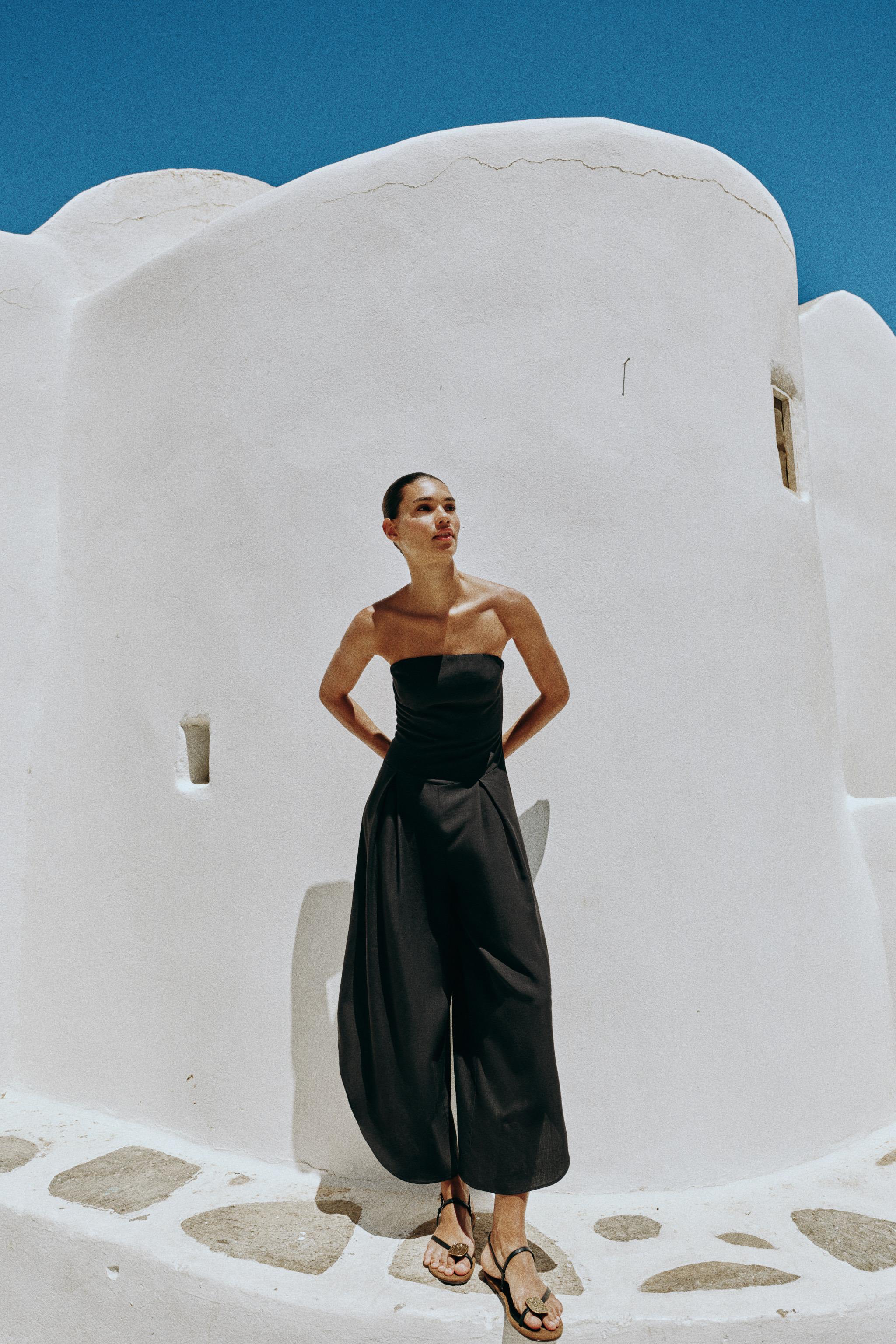 STRAIGHT NECKLINE MIDI JUMPSUIT