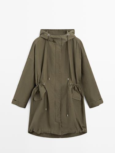 Zara Long cotton parka - Green
