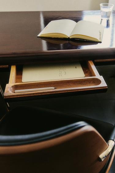 STEEL AND WOOD DESK - Dark brown by Zara