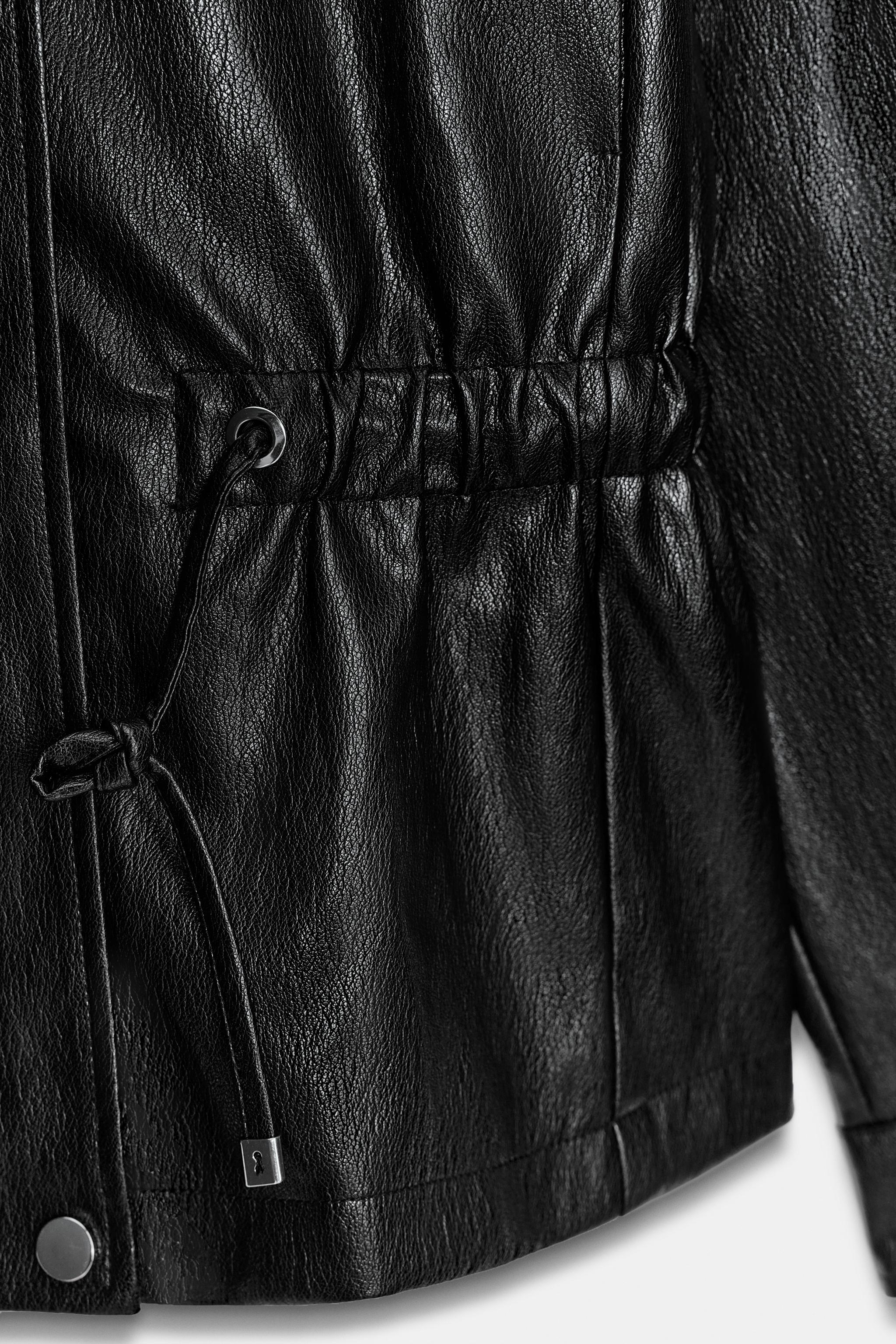 FAUX LEATHER HIGH COLLAR JACKET