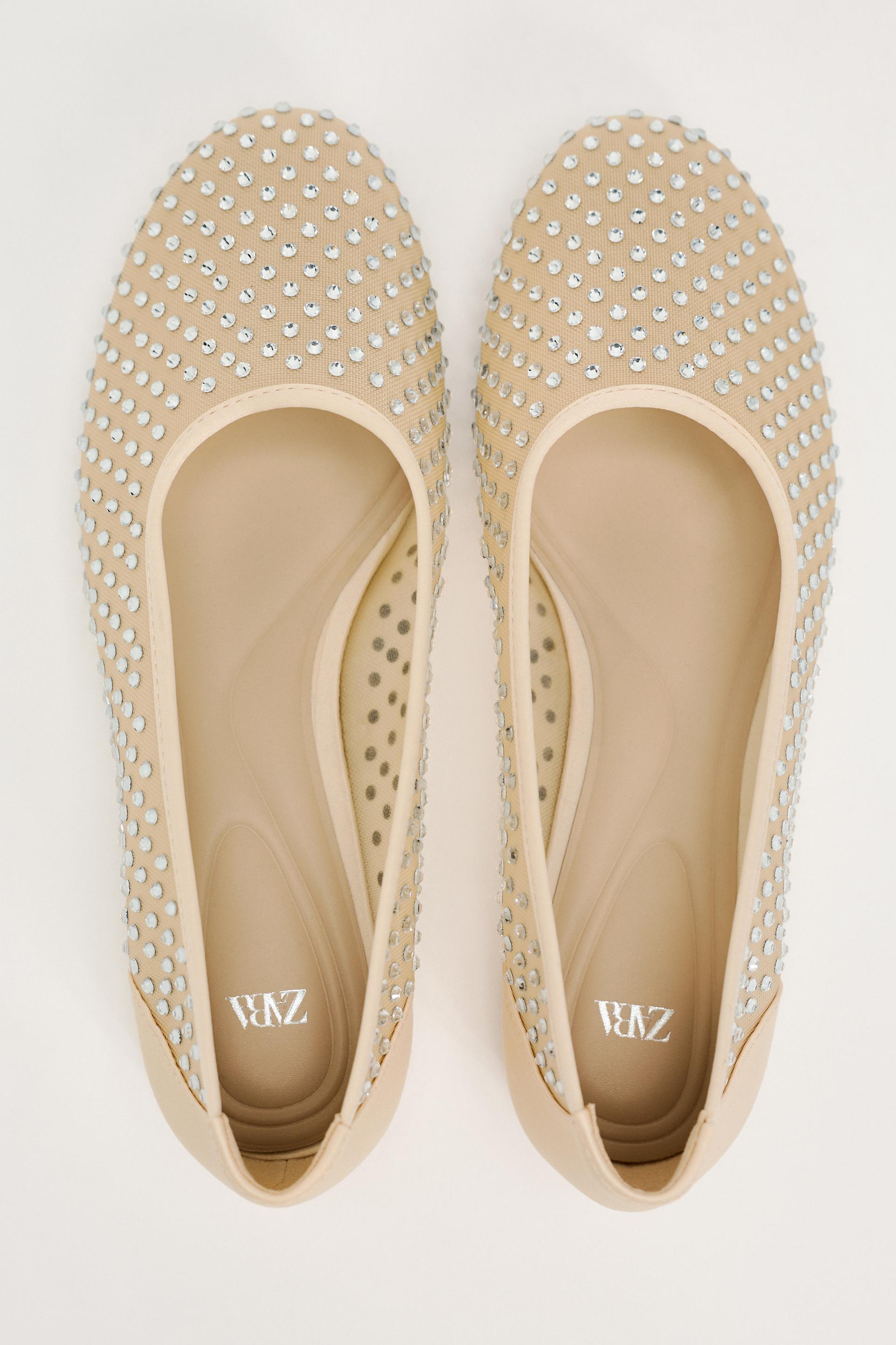 MESH BALLET FLATS WITH RHINESTONES