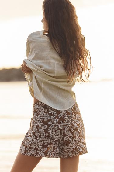 KNOTTED CUTWORK SKORT - Brown / Ecru by Zara - Image 2