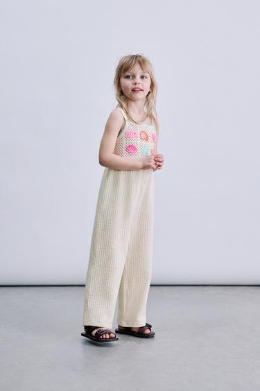 GARŠ KOMBINEZONS AR IZŠUVUMIEM - Light turquoise no Zara