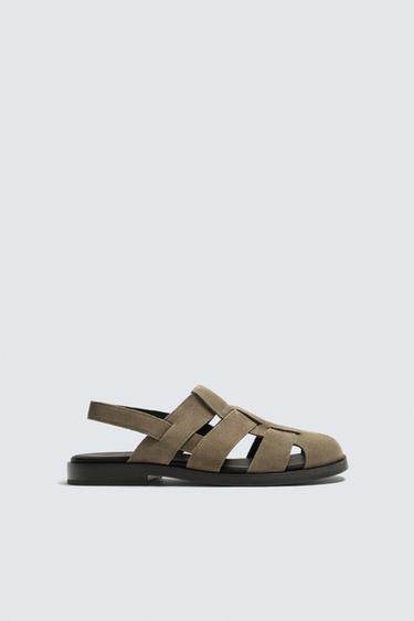SANDALIA CANGREJERA PIEL - Beige de Zara