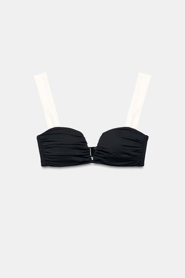 TOP BIKINI À BRETELLES EN CONTRASTE - Noir de Zara - Image 1