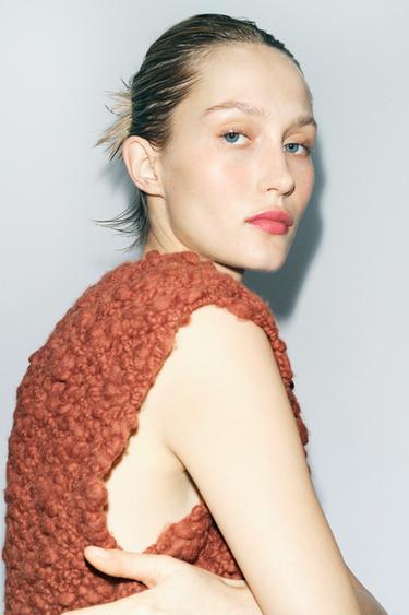 GILET OVERSIZE EN MAILLE STRUCTURÉE - Terracota de Zara - Image 3