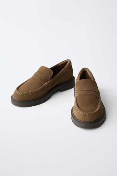 MOCASSINS EN CUIR AVEC MASQUE - Marron de Zara - Image 3