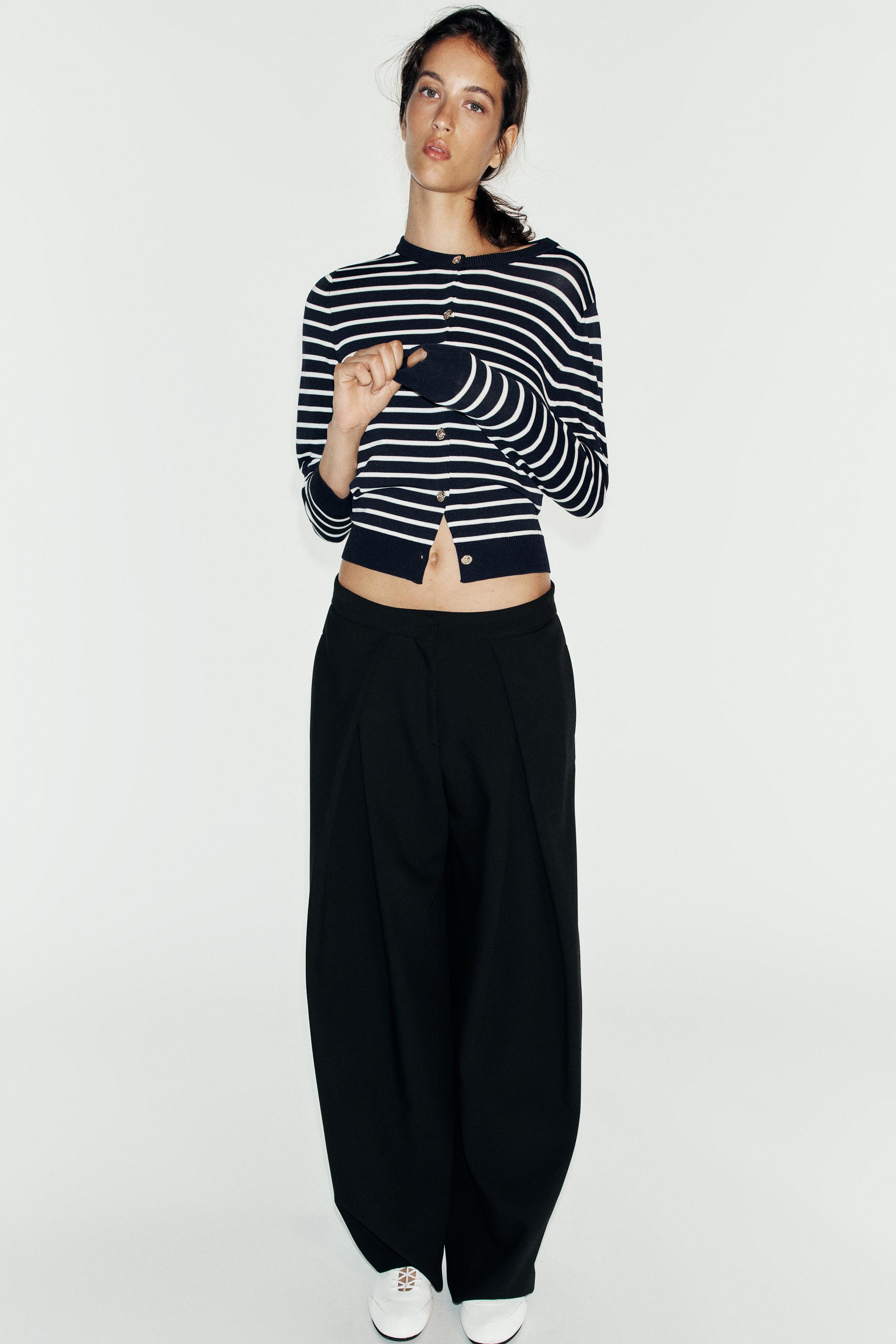 Zara ÇİZGİLİ TRİKO HIRKA