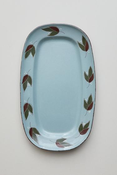 RECTANGULAR LEAF EARTHENWARE SERVING DISH - Blue grey by Zara
