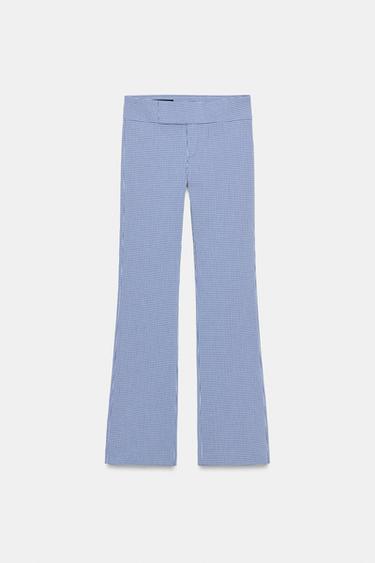 FLARE GINGHAM TROUSERS - Navy / White by Zara
