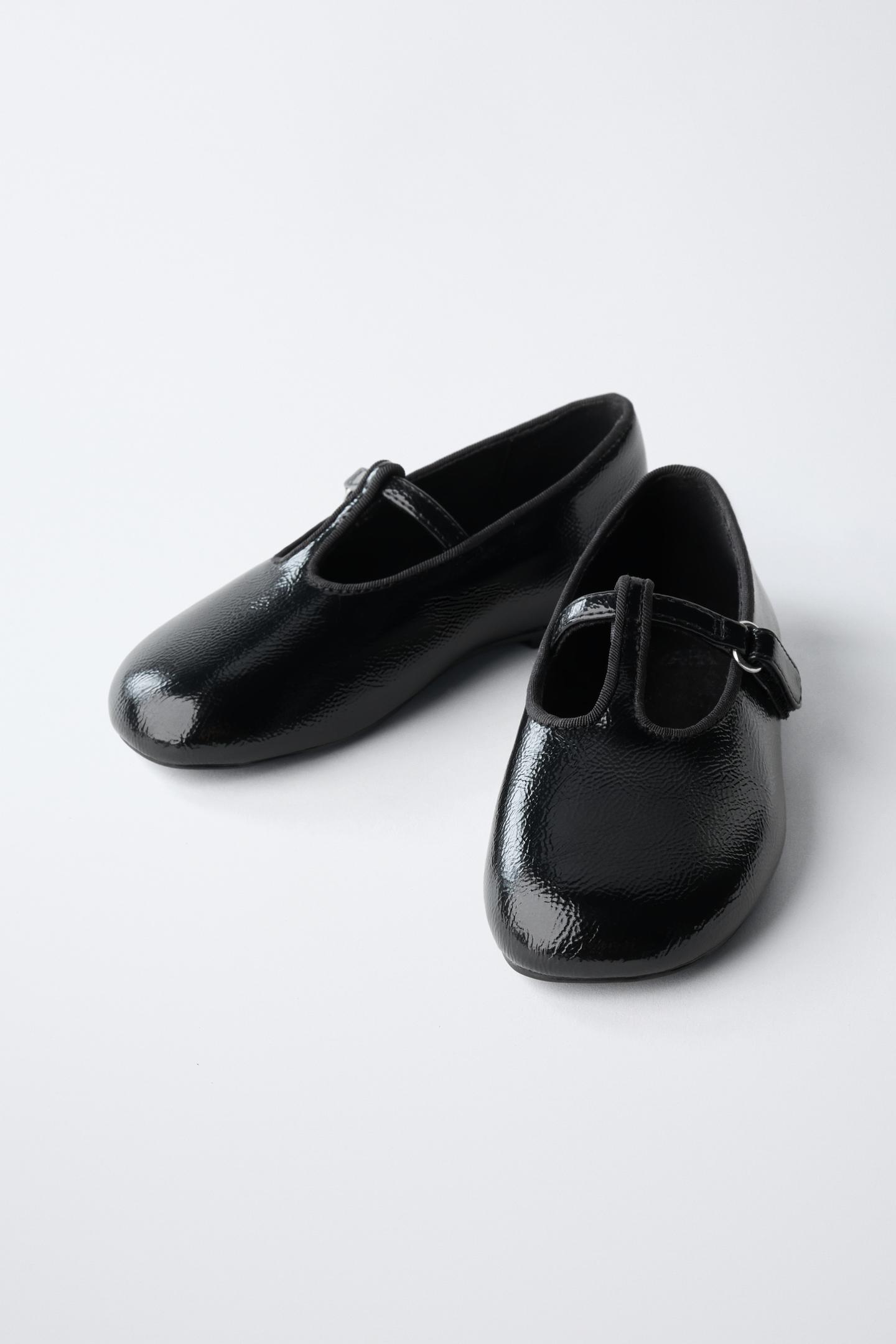 Детские балетки Zara Patent Buckle Ballet Flats, цвет: Чёрный — фото 3