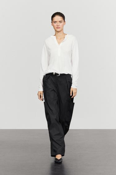 Zara 100% cotton long sleeve T-shirt - White - Image 0