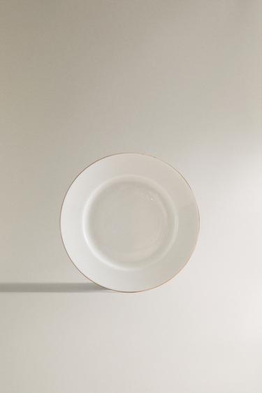 Zara 鑲邊設計新骨瓷麵包盤 - 金色