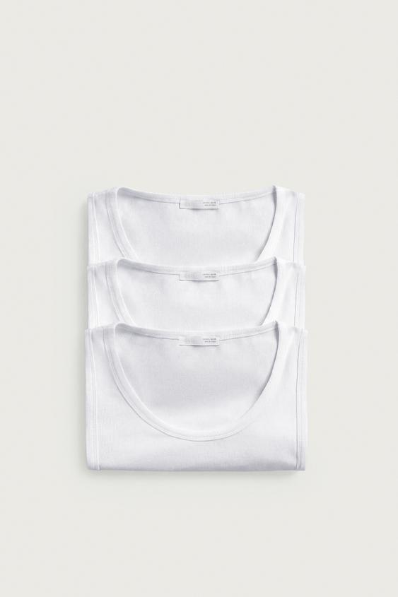 LOT DE 3 DÉBARDEURS BASIQUES - Blanc de Zara - Image 2