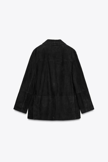 LIMITED EDITION ZW COLLECTION 100% SUEDE OVERSIZE BLAZER - Black by Zara - Image 8