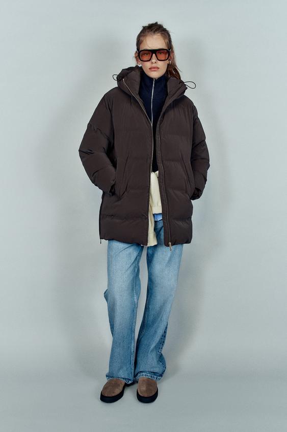 ANORAK ENGOMADO CAPUCHA WINDPROOF - Marrón de Zara - Imagen 0