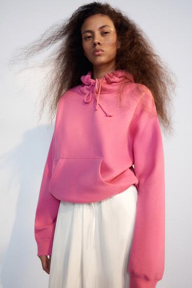 SUDADERA CREMALLERA CAPUCHA - Fucsia de Zara