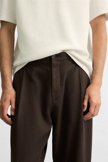 PANTALON FLUIDE À PLIS - Marron de Zara - Image 4