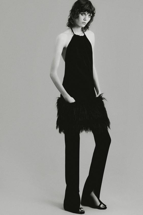 VESTIDO COM BAINHA COM EFEITO DE PELO LIMITED EDITION