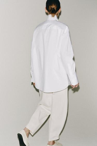 ZW COLLECTION BUTTONED POPLIN SHIRT - White by Zara - Image 5