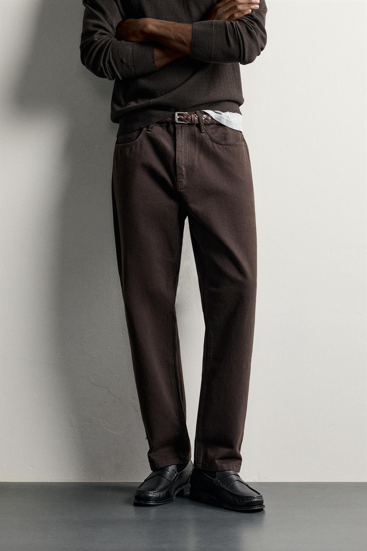 STRAIGHT-LEG TROUSERS — Brown