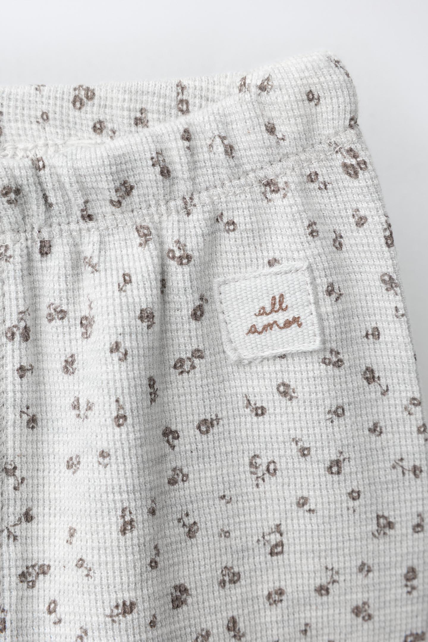 Детский комплект Zara Floral Waffle Top and Pants Set, цвет: Серый меланжевый — фото 6