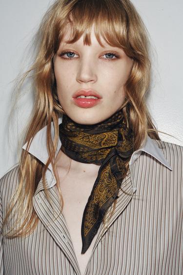 Zara SATIN PRINTED BANDANA - Khaki