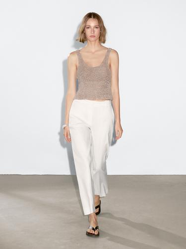 Pantalon stretch lin - Blanc de Zara - Image 0