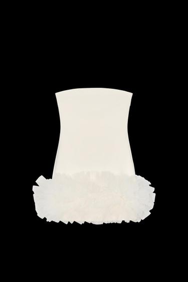 Zara SHORT TULLE DRESS WITH VOLUMINOUS HEM - Light yellow - Image 0